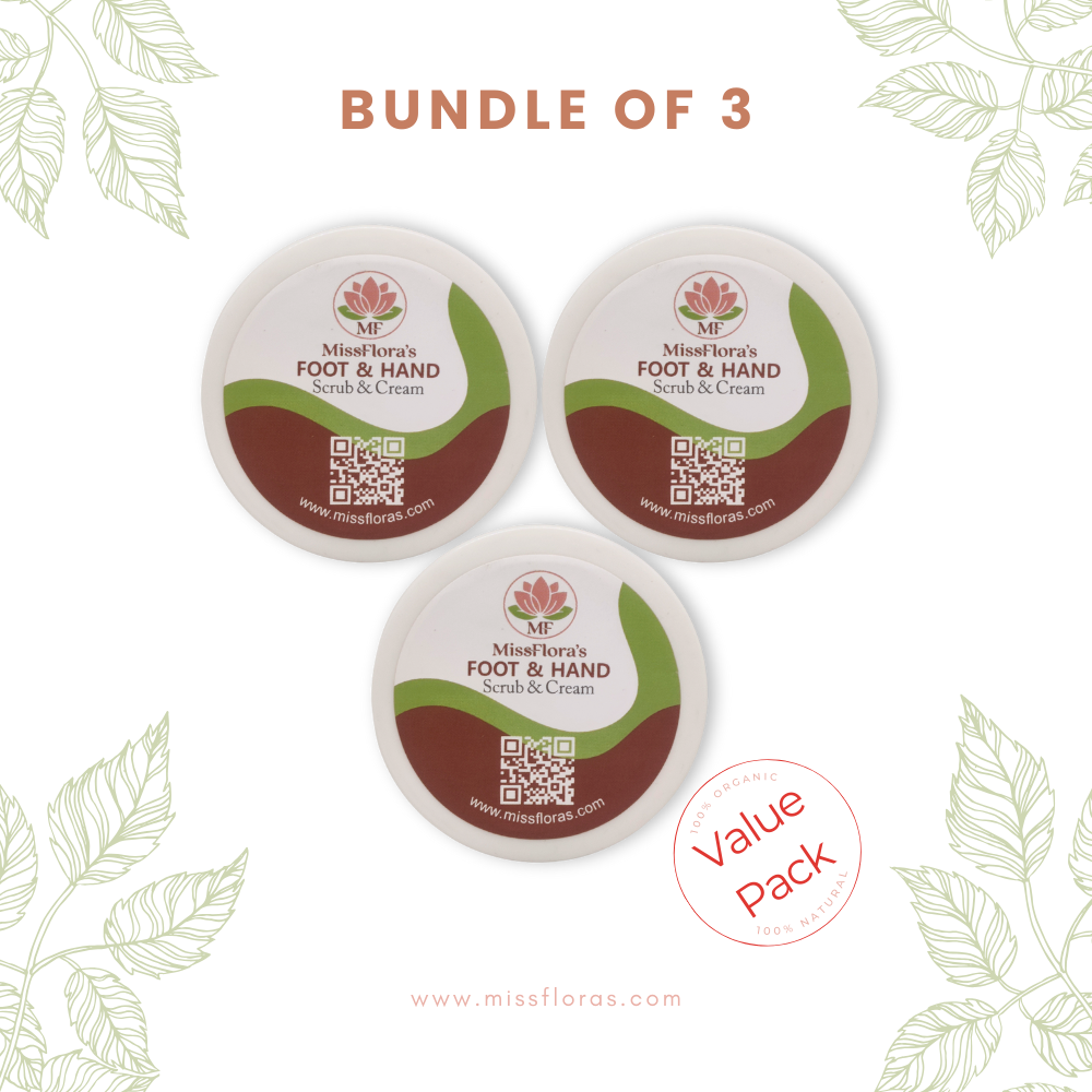 Miss Flora Foot & Hand Scrub & Cream – Bundle of 3 (Value Pack)