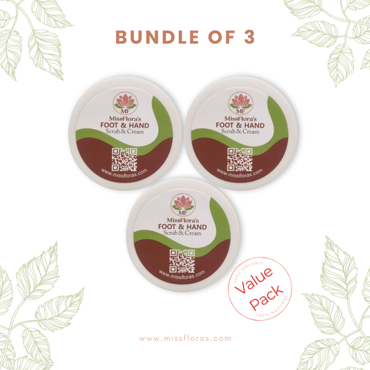 Miss Flora Foot & Hand Scrub & Cream – Bundle of 3 (Value Pack)